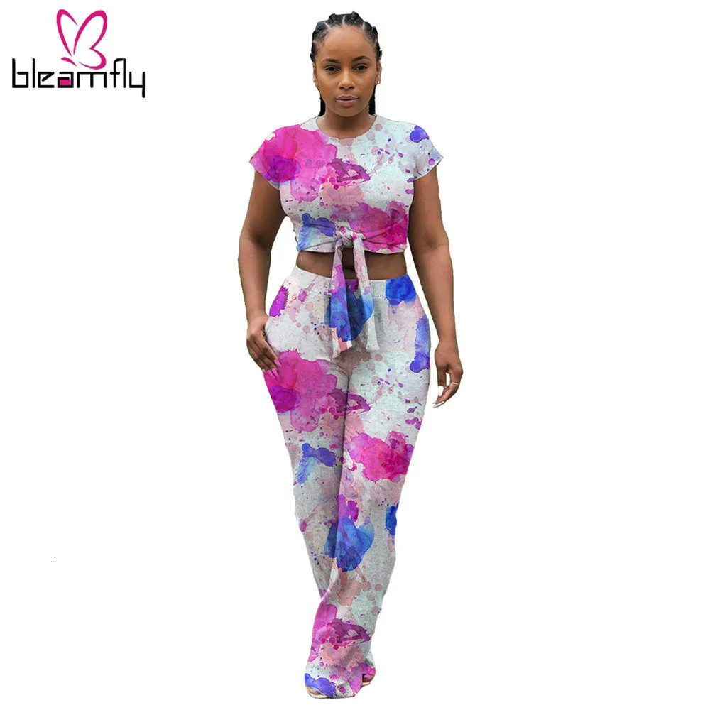 2019 женский летний костюм из двух предметов: короткая футболка с принтом Tie Dye