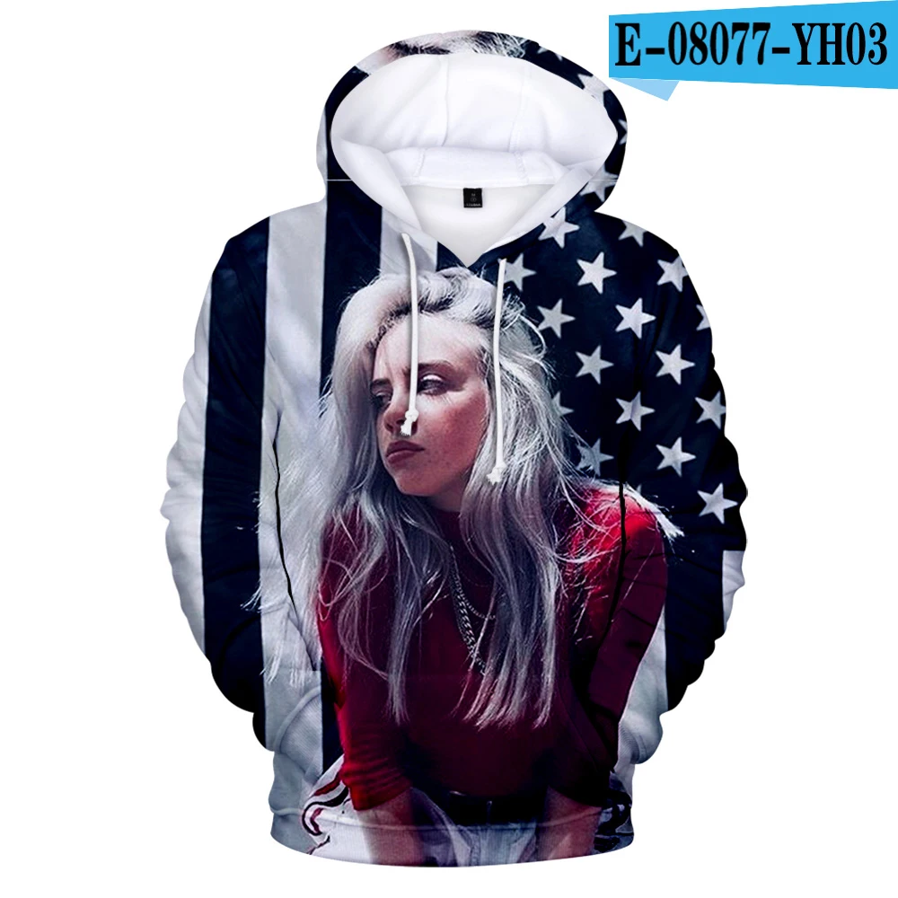 3D Новые модные толстовки с капюшоном Billie Eilish 3D, популярные мужские и женские пуловеры для мальчиков и девочек, повседневные толстовки Harajuku на осень и зиму - Color: 3D