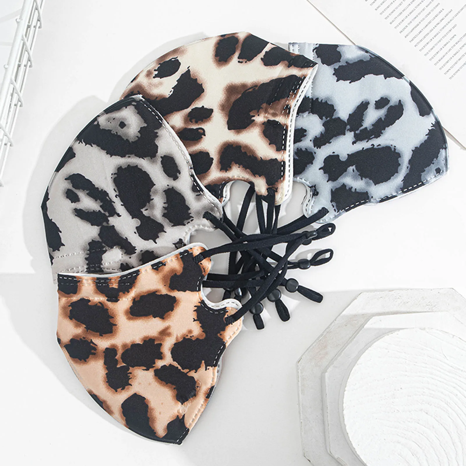 

4 Styles Adult Fashion Masks Reusable Washable Leopard Print Adjustable Breathable Windproof Protective Mask Mascarillas
