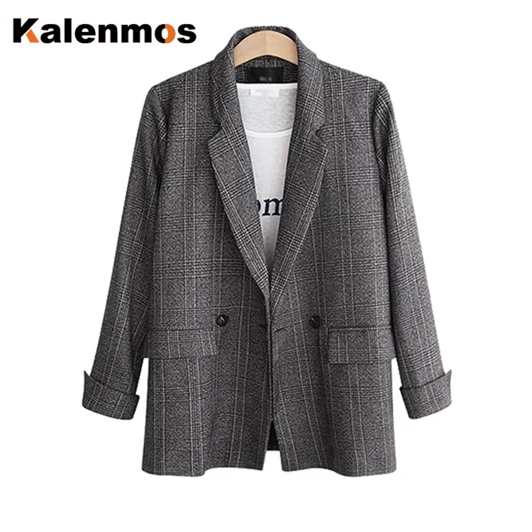 Большие размеры XL 5XL осенне зимнее пальто женское Теплое повседневное в клетку с