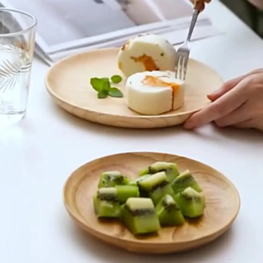 

Круглая искусственная деревянная тарелка для торта, фруктов, десертов в комнате, экологически чистый поднос для дома, отеля, школы, 30P