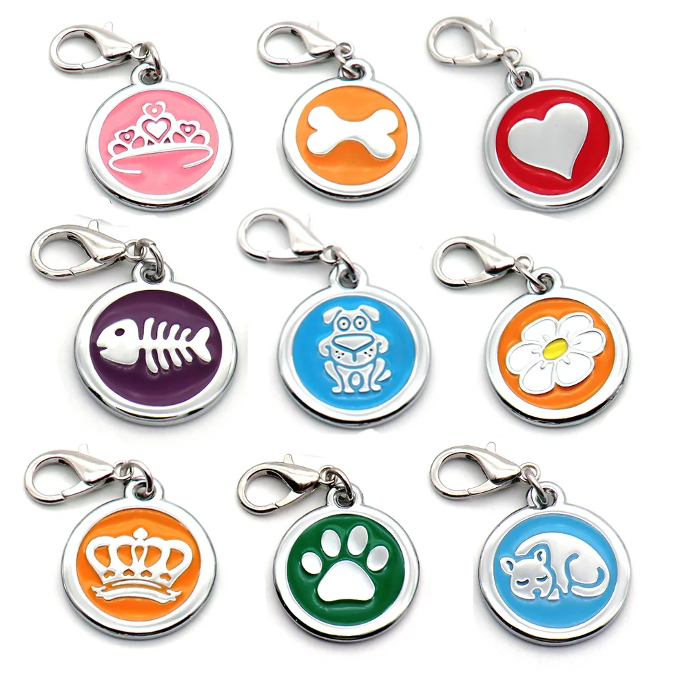 

Wholesale 20Pcs Dog Tag Engraved Custom Pet Dog Collar Accessories Personalized Cat Puppy ID Tag Bone Paw Name Tags Anti-lost