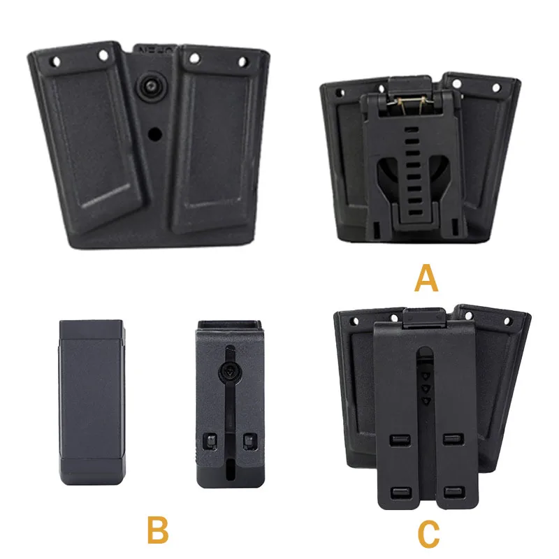 

Doble Single 9Mm Magazine Pouch V Type Polymer Waistbelt Clip Vest Clip Mount Molle System Tactical Pistol Holster Accessory