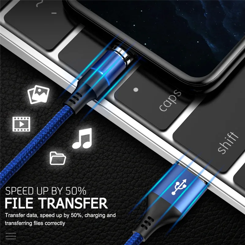 1 м светодиодный магнитный usb-кабель для передачи данных для iPhone Xs Max X XR 8 7 6s 6 Plus 5 5S Быстрая зарядка USB type C Micro кабель для samsung Xiaomi