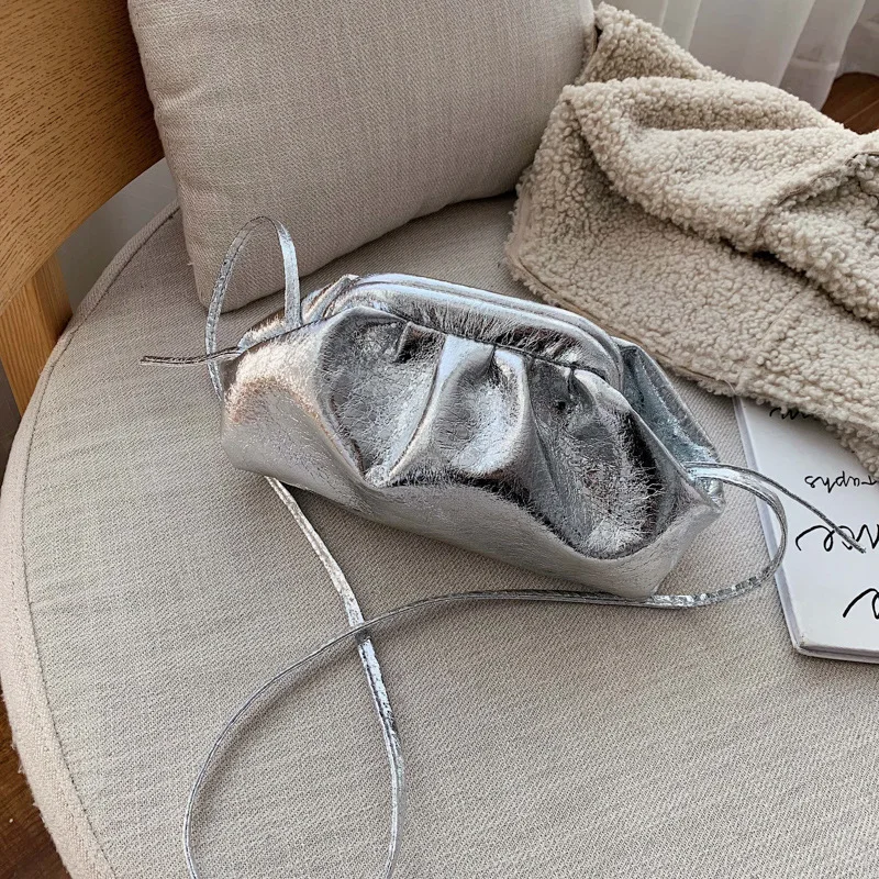 Новая корейская мода Crackle fold cloud сумка на одно плечо наклонная женская сумка|Сумки