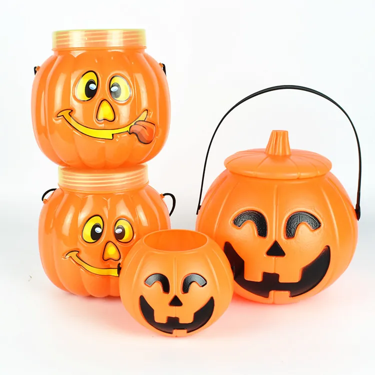 Хэллоуин портативный фонарь в форме тыквы ведро с крышкой дети карамельная трось