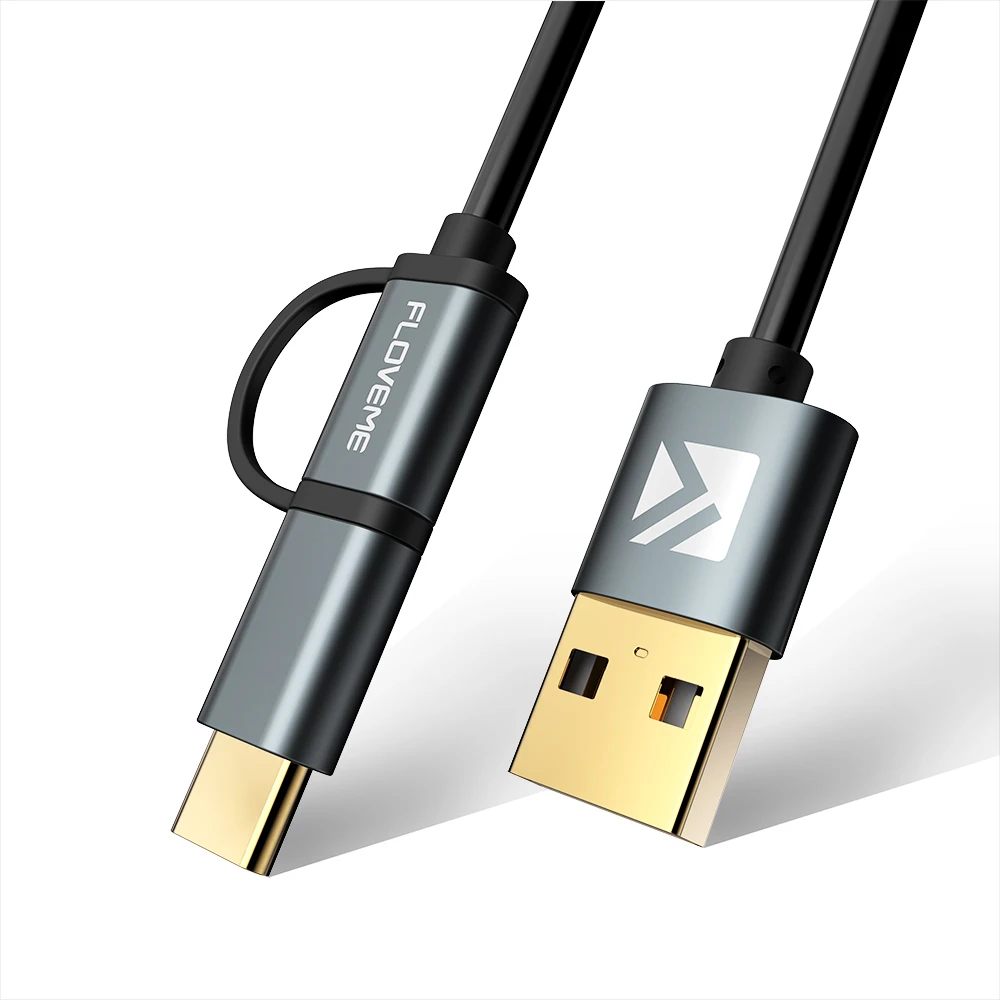 2 в 1 мобильный телефон USB кабель для передачи данных Micro USB/type C конвертер зарядное