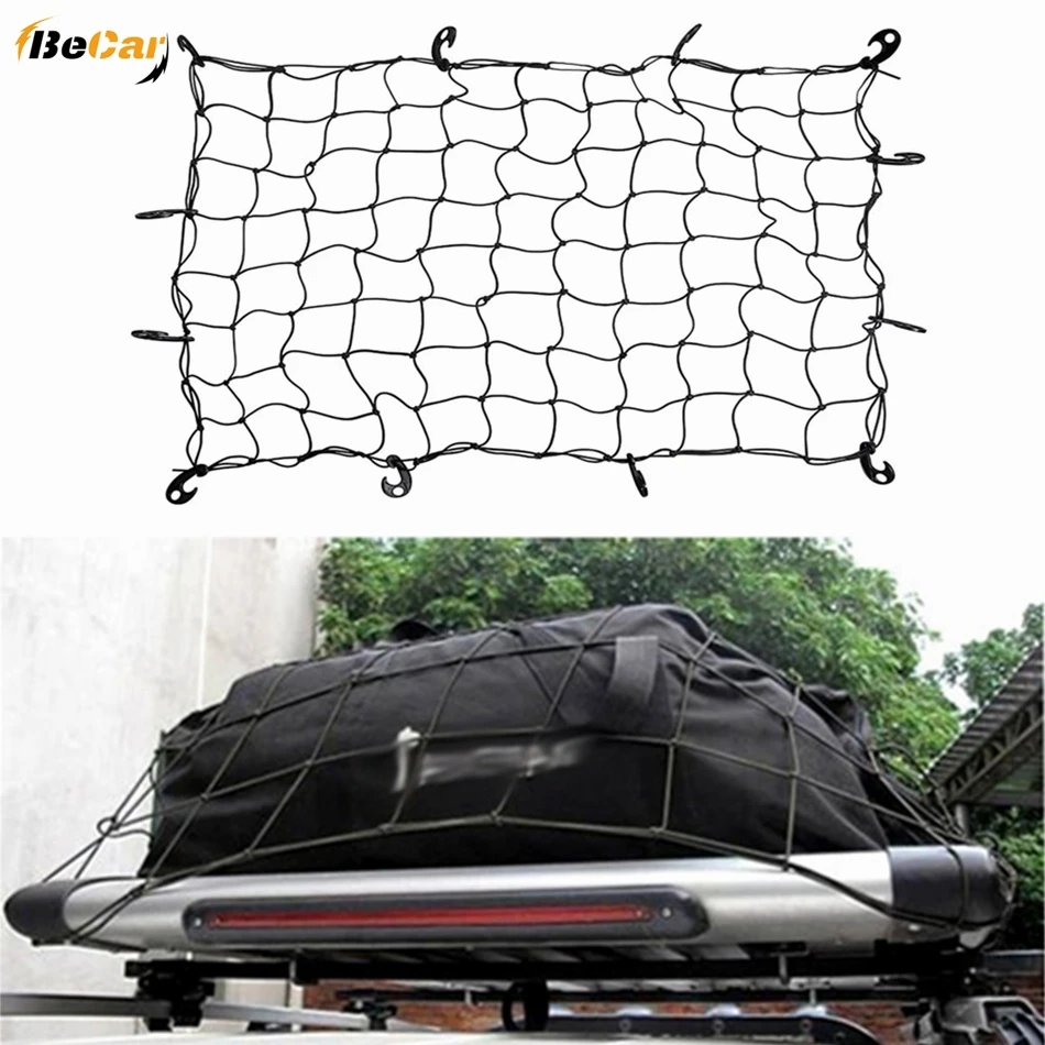 

Car 90x120cm/3'x 4' Heavy Duty Bungee Cargo Net Grid Mesh Roof Rack Net with 12 PCS ABS Hooks for Pickup Truck Bed SUV Roof Rack