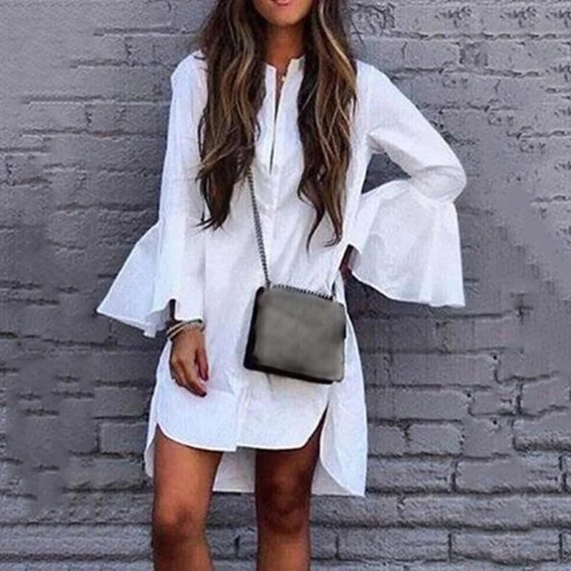 Большие размеры Женская Асимметричная длинная Повседневная Свободная блуза Vadim