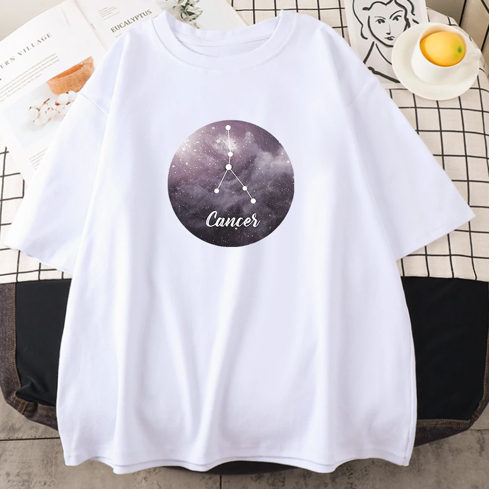 

Fashion Oversize Soft T Shirt for Men 12 Constellation Printing Male Tshirt Hip Hop Casual T Shirt Style Loose Streetwear