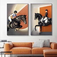 modern horse canvas painting abstract wall art posters n prints fashion wall orange picture for living room home decor unframed