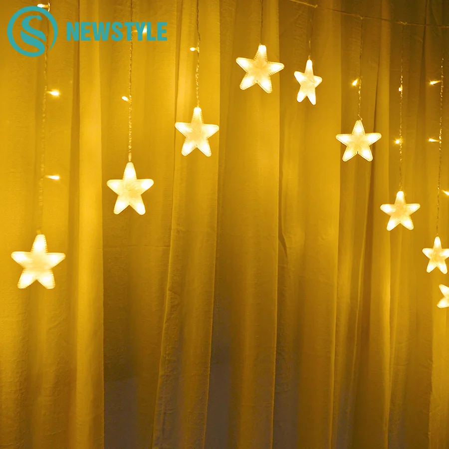 16 звезд СВЕТОДИОДНЫЙ занавес белый/RGB огни с 8 мигающими режимами украшения для