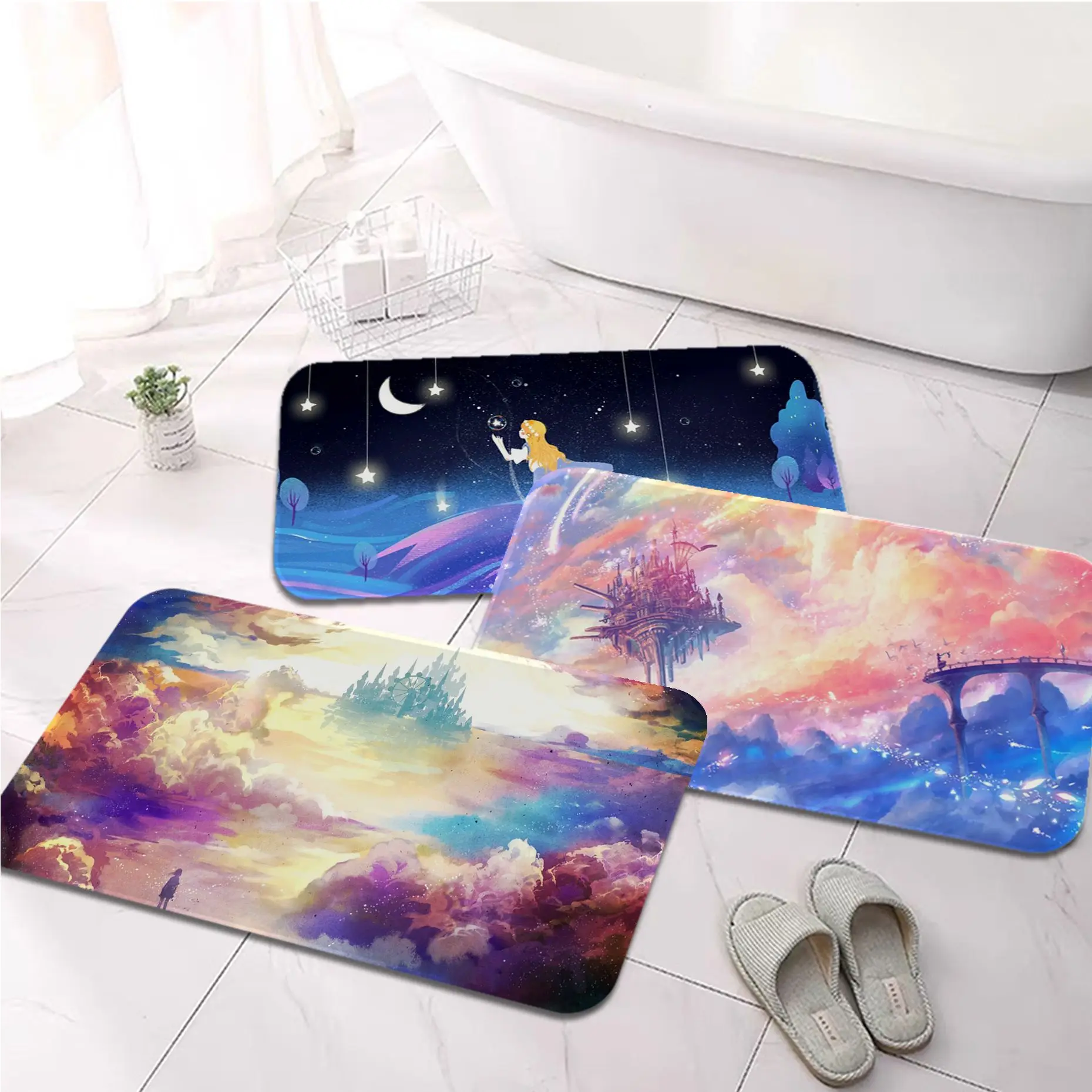 

Fantasy Anime Printed Flannel Floor Mat Bathroom Decor Carpet Non-Slip For Living Room Kitchen welcome Doormat