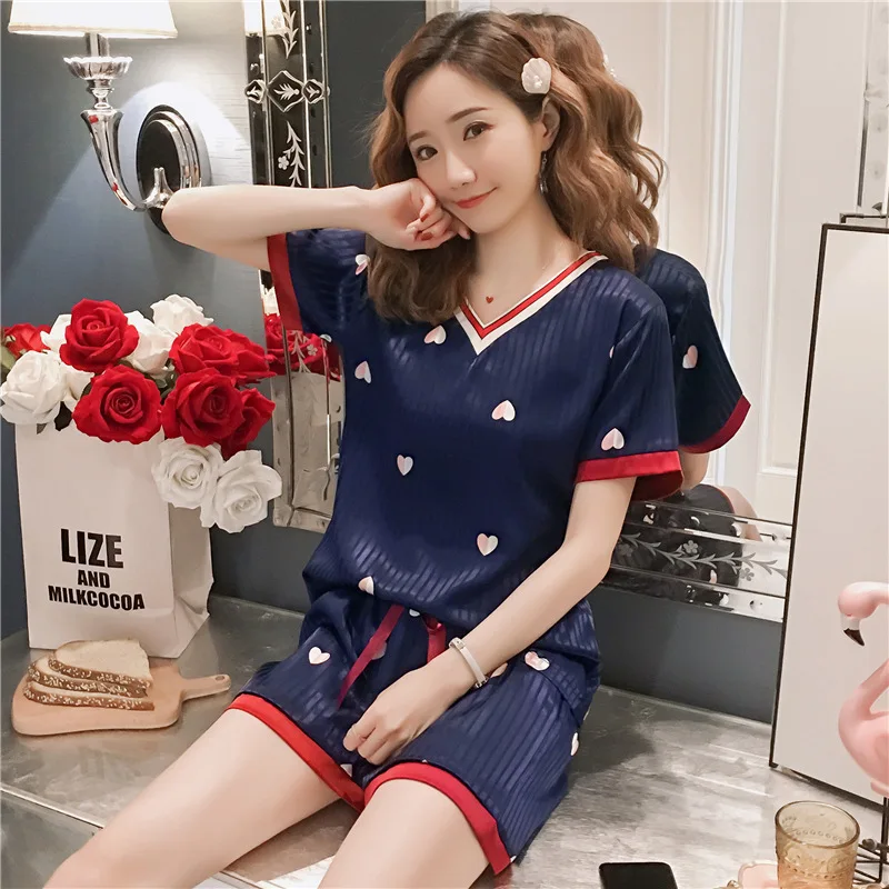 Летняя Новинка с v образным вырезом жаккардовый шелк сладкий персик сердце принт