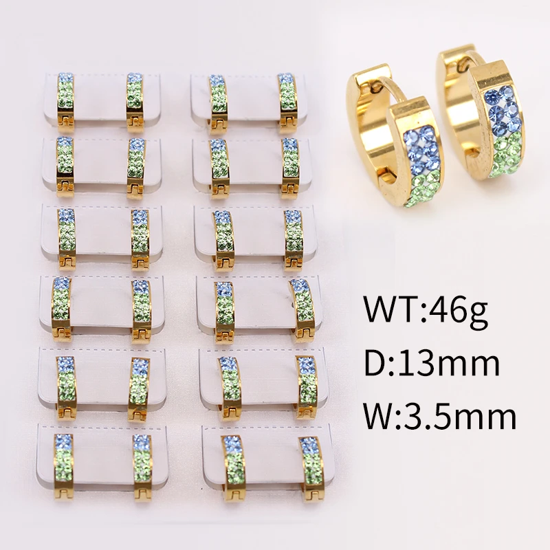

Green color blue color 12 pairs/set earrings Prom party gifts Sweet and romantic High quality stainless steel earrings jsj48