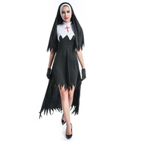 sister cosplay party costume fashion black women sexy nun costume arabic religion monk ghost uniform irregular dress