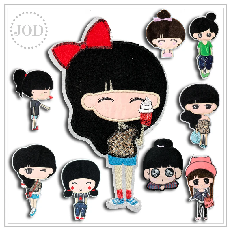 Милая Одежда для девочек с вышитыми рисунками Большие нашивки Нашивки сумок