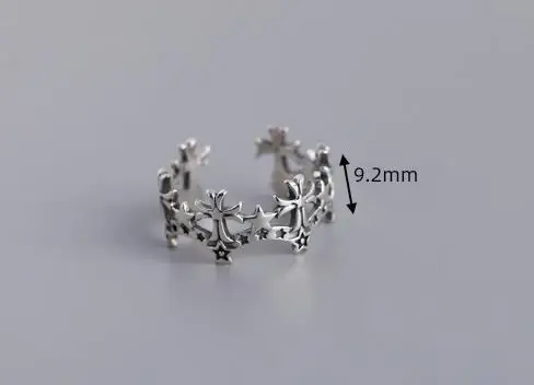 S925 серебряное кольцо женское оригинального дизайна, открывающееся, регулируемое геометрическое пятиконечная звезда крест серебряное кольцо для женщин.