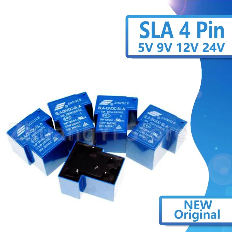 2 шт./лот Мощность реле SLA-05VDC-SL-A SLA-09VDC-SL-A SLA-12VDC-SL-A SLA-24VDC-SL-A 5В 9В 12В 24В 30A 4PIN T90 |