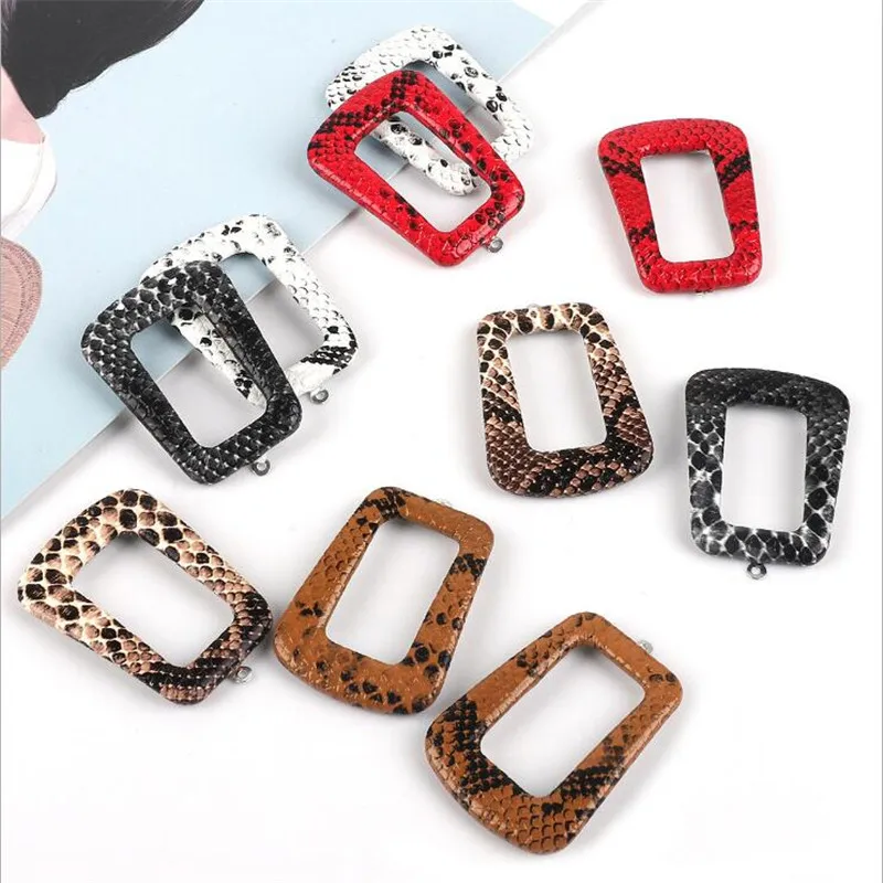 4 шт./лот из искусственной кожи змеиная трапециевидная полый кулон разъемы для