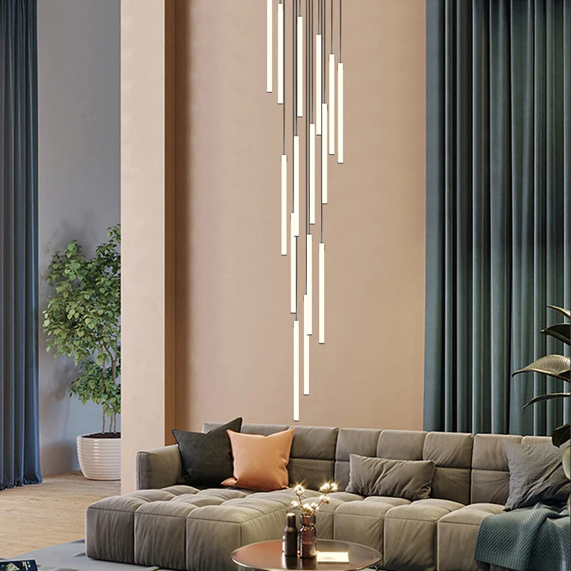 Продажа Длинная Подвесная лампа для гостиной, люстра для гостиной, столовой, чердака, лестницы, большая выставочная лампа