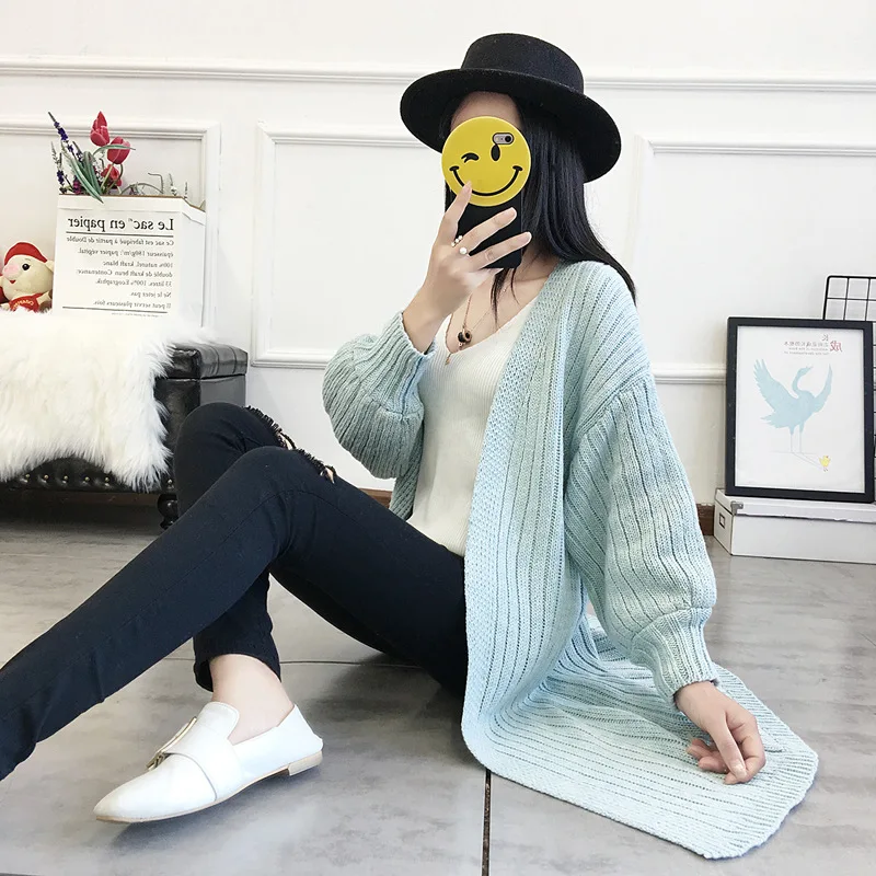 Сделать новый женский вязанный кардиган свободный большой ярдов длинные пальто