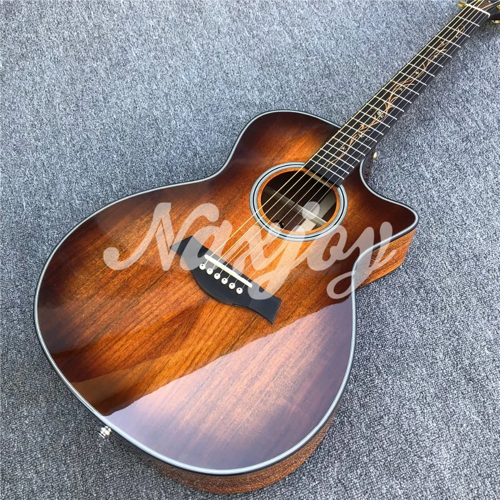 Высокое качество Ebony fingerboard Chaylor K24ce Акустическая гитара, фабрика Cutaway K24 Solid koa гитара