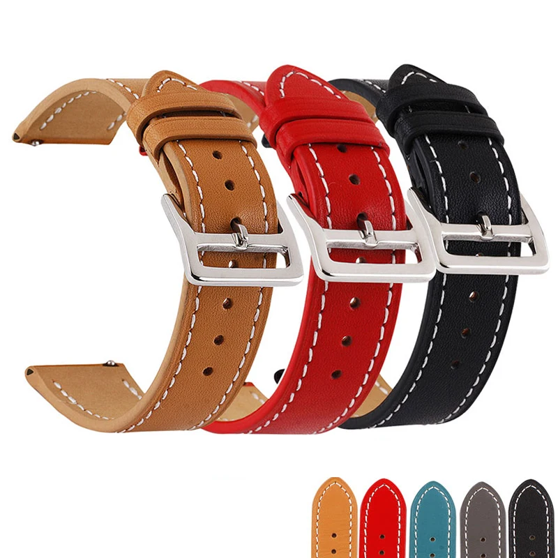 

Universal High-end Wrist Men Manual Suture Single Circle Calf Leather 18mm/20mm/22mm/24mm Watch Strap Watch Band