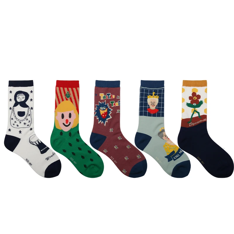 Оригинальный узор высокое качество 5 пар/набор Забавный Harajuku Для мужчин's и