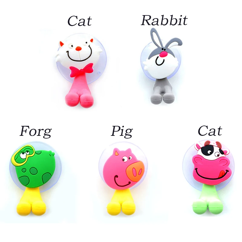 Cute Cartoon Animal Home Toothbrush Holder Wall Mounted Tooth brush Storage Rack With Suction Cup Bathroom Organizer | Дом и сад