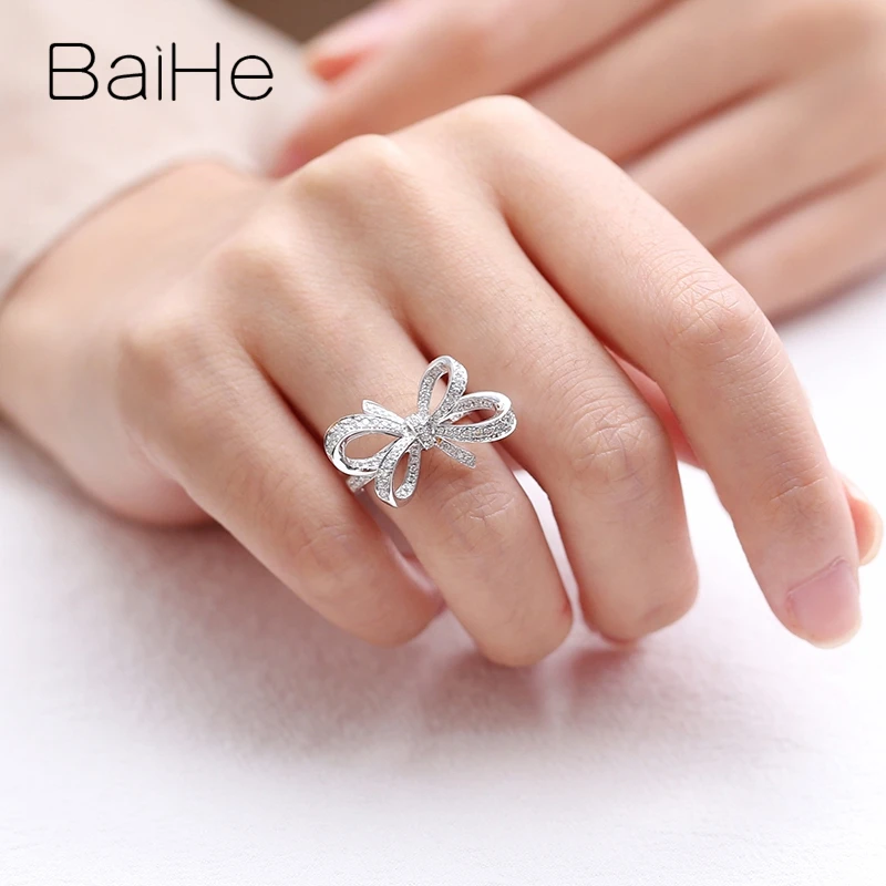 BAIHE, 14 к, белое золото, около 0.51ct H/SI, круглая огранка, натуральные бриллианты, ювелирное изделие, обручальное кольцо, модное, хорошее ювелирное изделие, подарочное кольцо