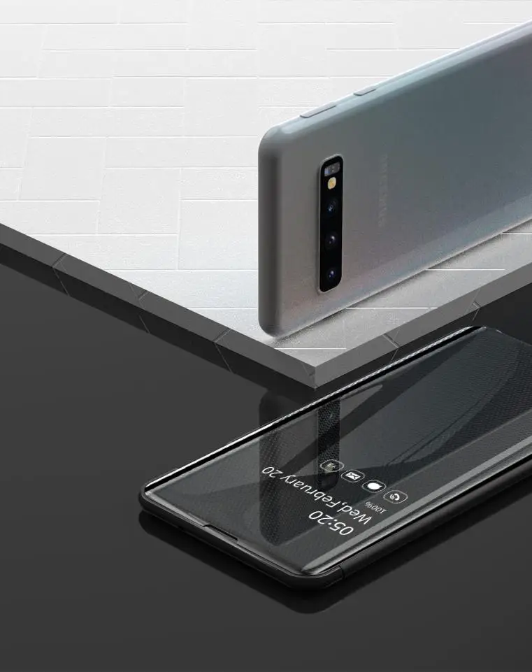Для samsung Galaxy S10 s10e S9 S8 Note 10 Plus S7 Edge зеркальный тонкий модный умный кожаный чехол для мобильного телефона