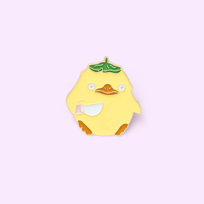 

Cartoon Yellow Lotus Leaf Duck Enamel Pin Cute Brooch Bag Clothes Lapel Pin Sasha Away Badge Cartoon Jewelry Gift For Kids