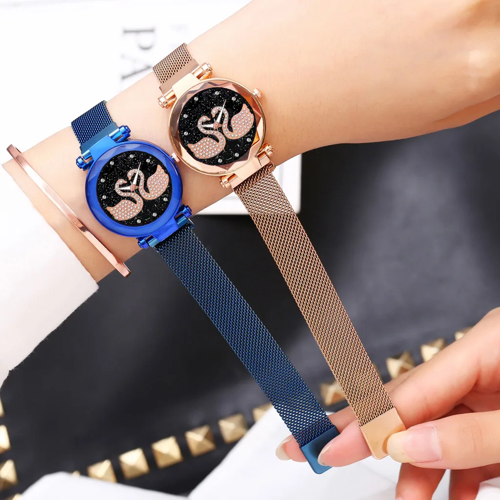 Женские наручные часы на магнитном ремешке кварцевые повседневные с