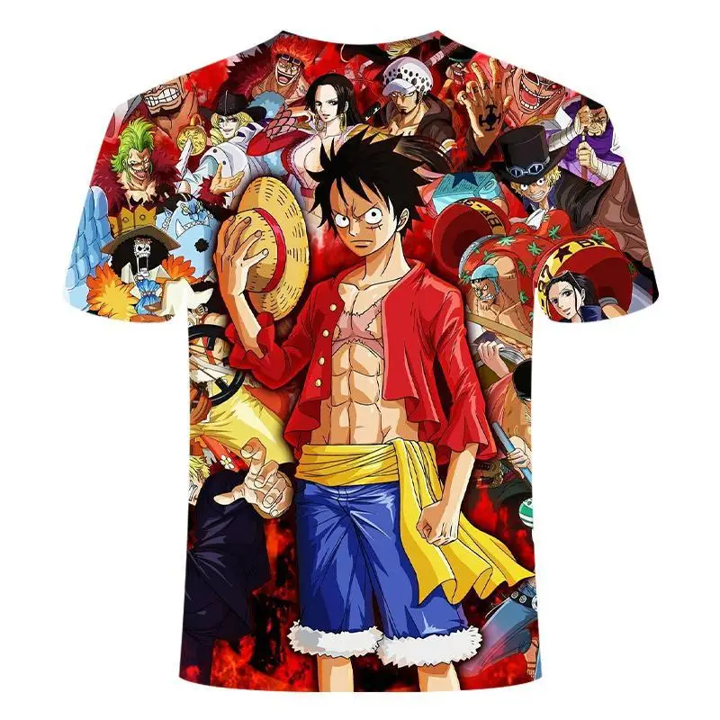 

One Piece Luffy T Shirt Casual Tshirt Homme O -Neck Streetwear Blood Teenager T -Shirt Mens Clothes Anime Summer Tops Tees
