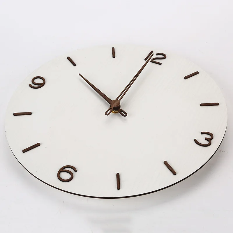 Белые деревянные настенные часы современные минималистичные бесшумные для