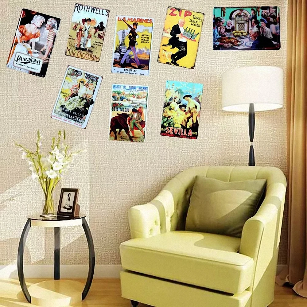 Оптовая продажа! 20X30 см Смешанные предметы Ретро металлическая картина Настенные