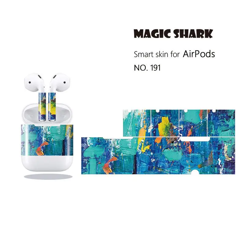 Высококачественная красочная наклейка Magic Shark чехол пленка из ПВХ для Airpods 186