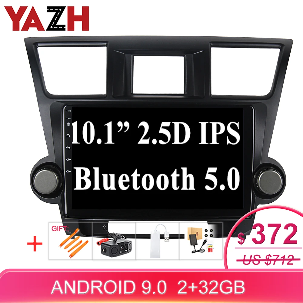 Автомагнитола YAZH с сенсорным экраном 2.5D IPS Android 9 0 для Toyota high Lander 2010-2013 головное