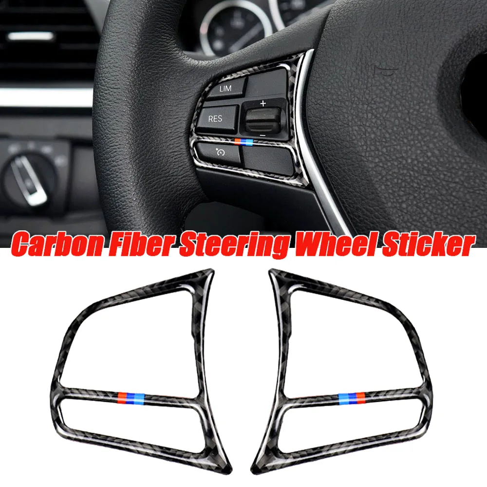 

True Carbon Fiber Styling Car Steering Wheel Button Cover Trim For BMW 1 Series F20 2012 2013 2014 2015 2016 2017 2018