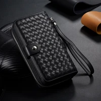 weave wallet purse case for iphone 11 pro max 6 6s 7 8 plus x xr xs max 13 12 pro max detachable zipper flip leather phone cases