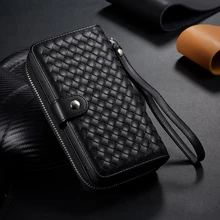 Weave Wallet Purse Case For iPhone 11 Pro Max 6 6s 7 8 Plus X XR XS Max 13 12 Pro Max Detachable Zipper Flip Leather Phone Cases