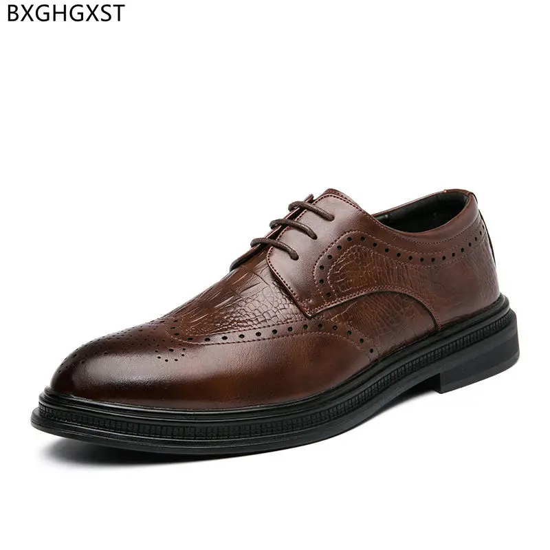 

Classic Brogue Formal Shoes Men Chunky Dress Shoes for Men Leather Platform Suit Shoes for Men 2023 Sapato Masculino De Luxo