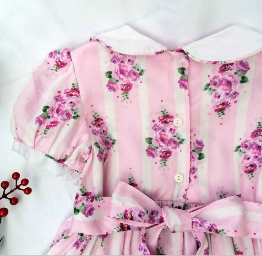 

baby girl dress kids purple summer smocked handmade boutiques cotton peter pan collar vintage princess dress