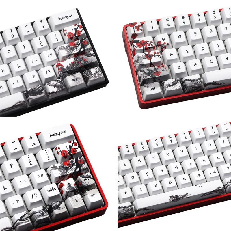 

2021 New 71 Keys Wangjiang Plum Blossom Keycap Dye Sublimation OEM Mechanical Keyboard Keycap For GH60 XD64 DZ60 GK61 GK64