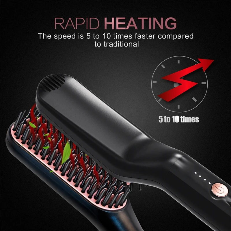 

Beard Straightener Multifunctional Quick Hair Styler Straightening Comb Heated Brush Curler for Men Styling Tool