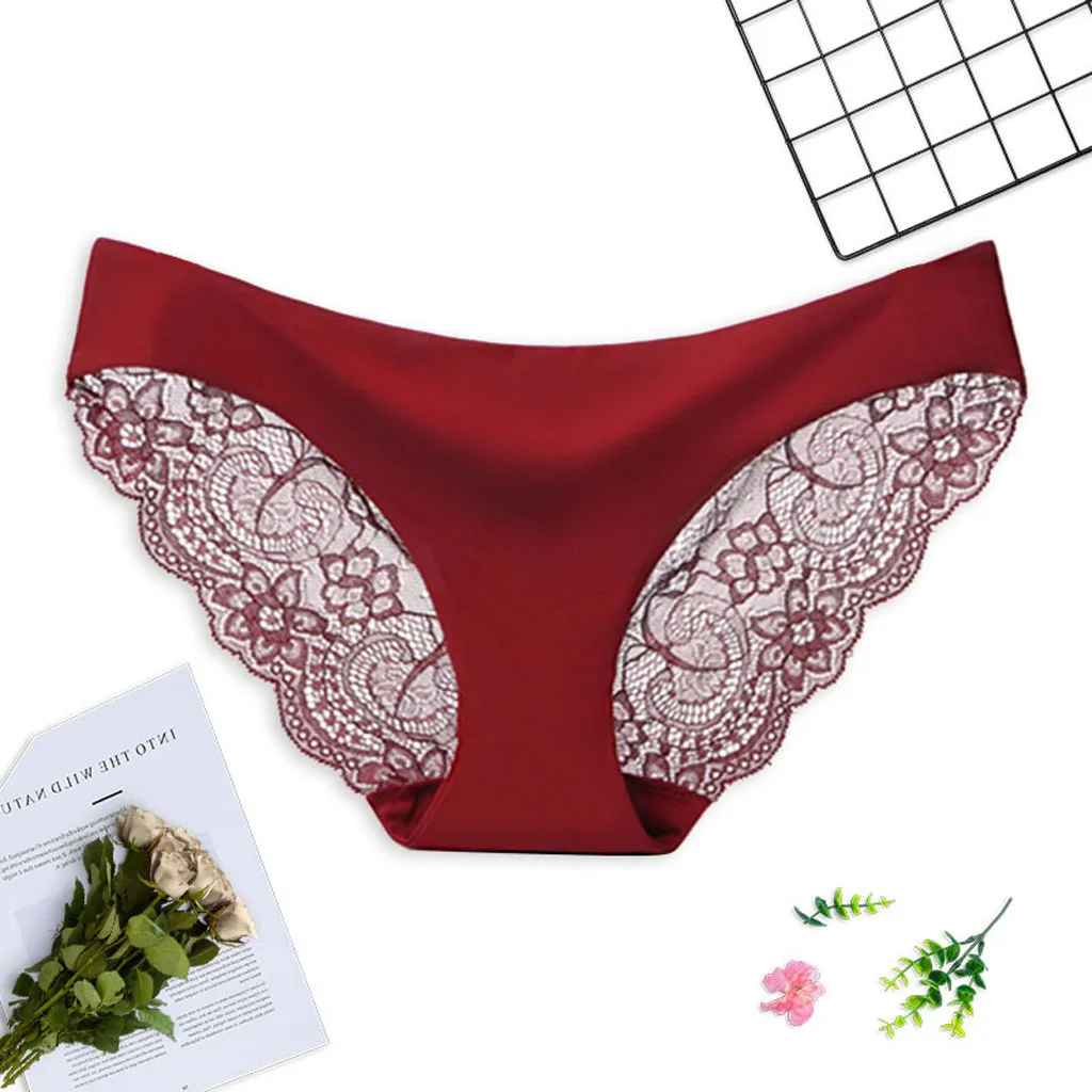 Женские Лоскутные трусики с вырезами эластичные однотонные кружевные короткие