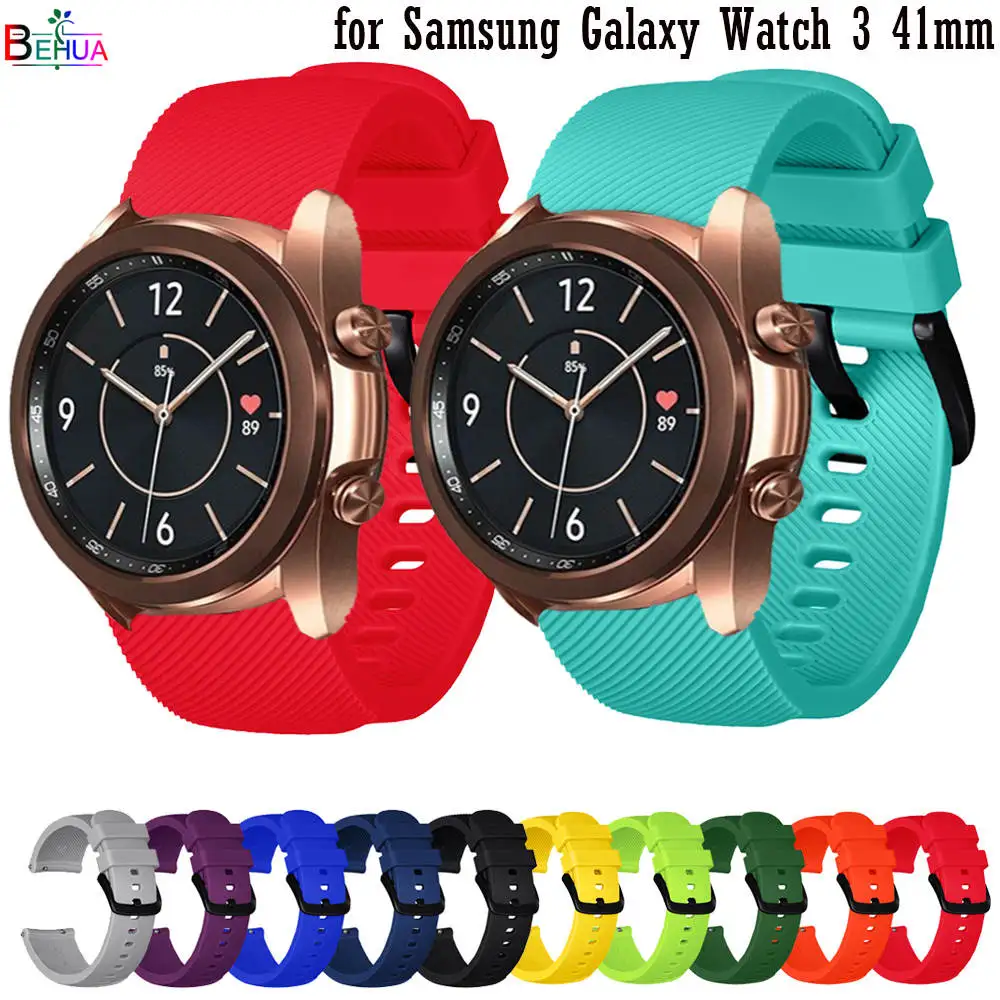 

20 мм силиконовый ремешок для часов для Samsung Galaxy Watch 3 41 мм ремешок замена браслета для Huawei Honor Magic Watch 2 42 мм браслет