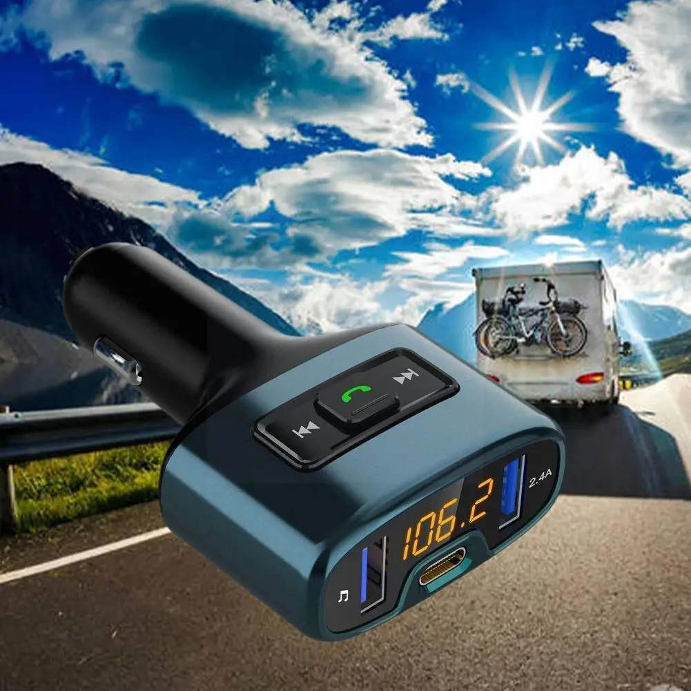 

Автомобильный беспроводной комплект громкой связи Bluetooth FM-трансмиттер 18 Вт зарядка PD Быстрый MP3 Автомобильный плеер двойной аудио Type-C USB зар...