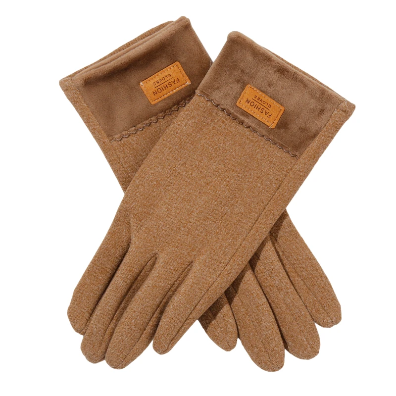 

2021 Autumn Winter Touch Screen Warm Suede Glove For Women Thick Cashmere Full Finger Gloves Wool Female Wool Inside Gloves
